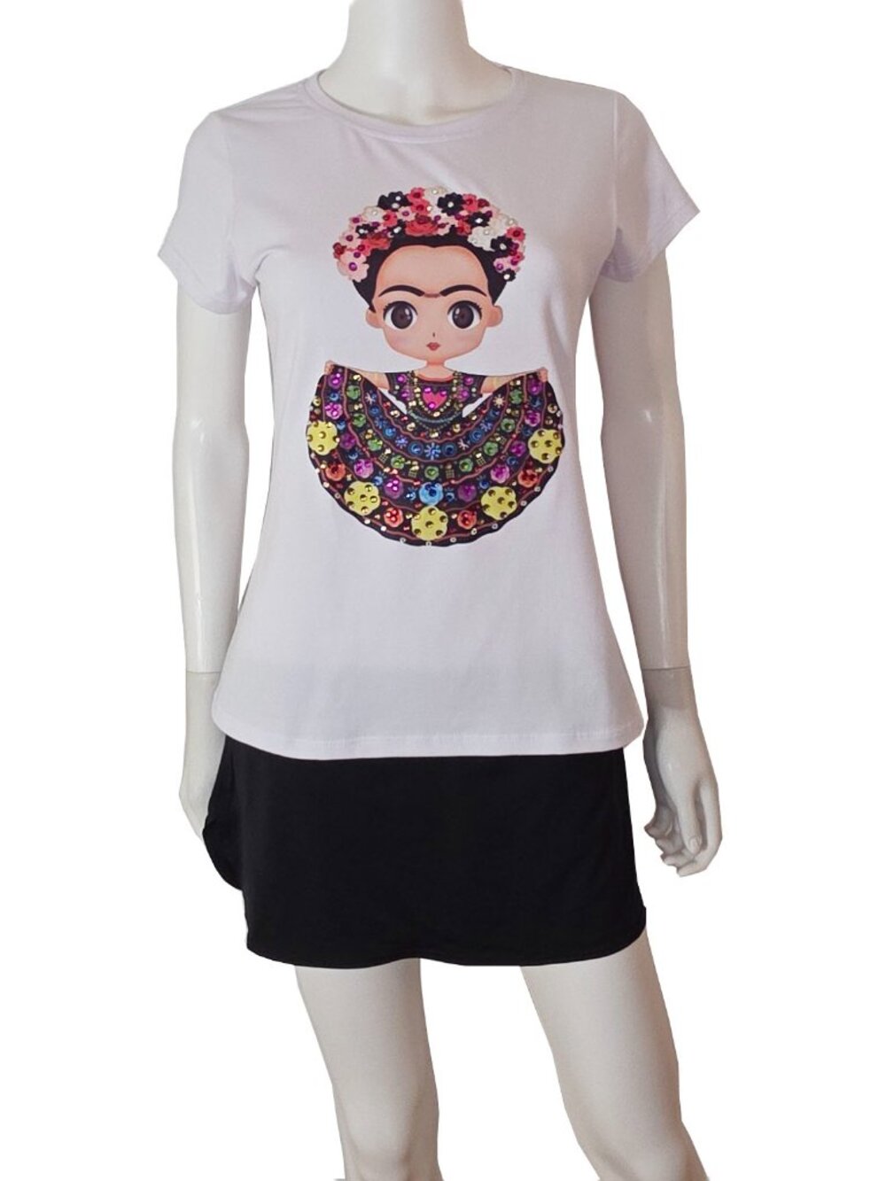 T-Shirt with Beaded Applique